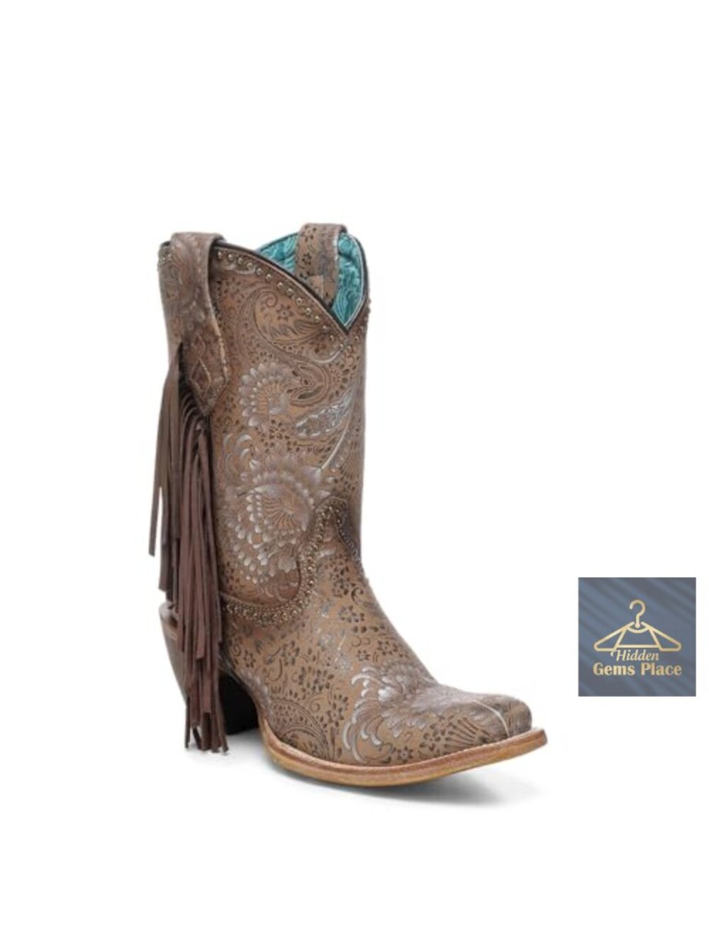 Handcrafted Western Boots Narrow Square Toe Cowboy Boots Fringe Suede